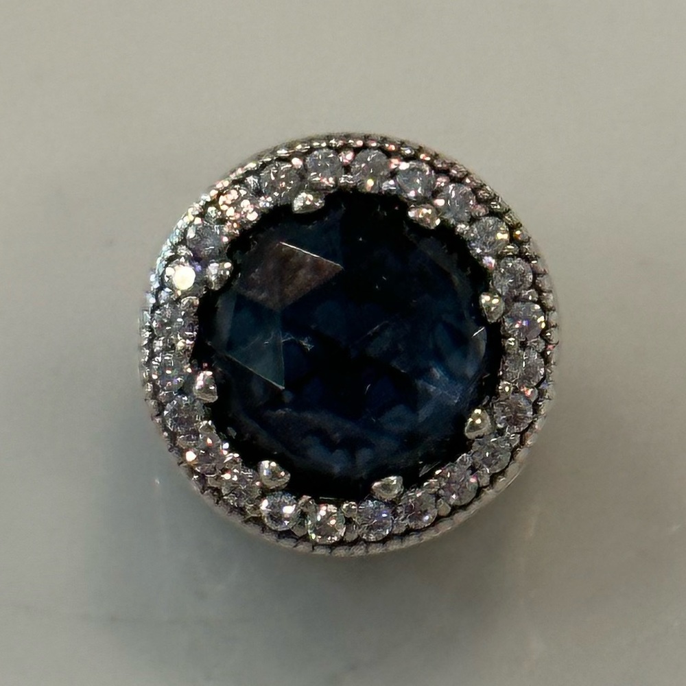 Authentic Pandora Sparkling Dark Blue Sterling Silver Charm
